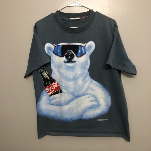 Coca Cola Other - Coca Cola polar bear shirt vtg gray blue 94 Large